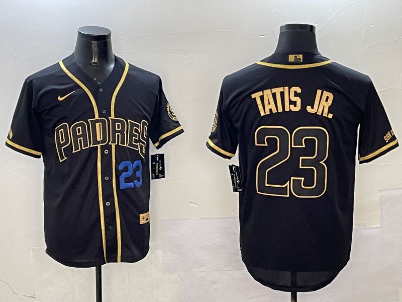 Men San Diego Padres #23 Tatis jr Black Gold Game 2025 Nike MLB Jersey style 3